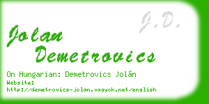 jolan demetrovics business card